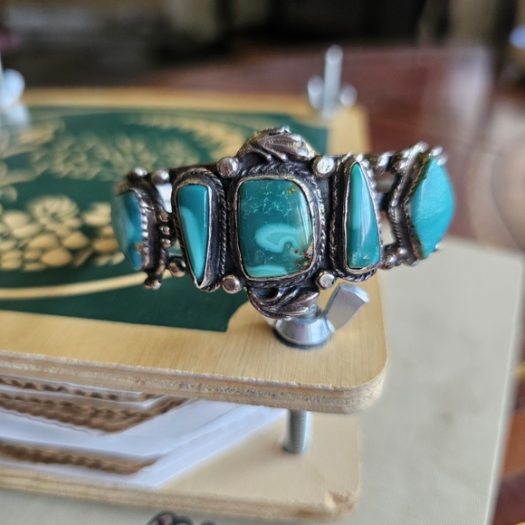 Vintage Sterling Silver And turquoise Handmade Cuff Bracelet